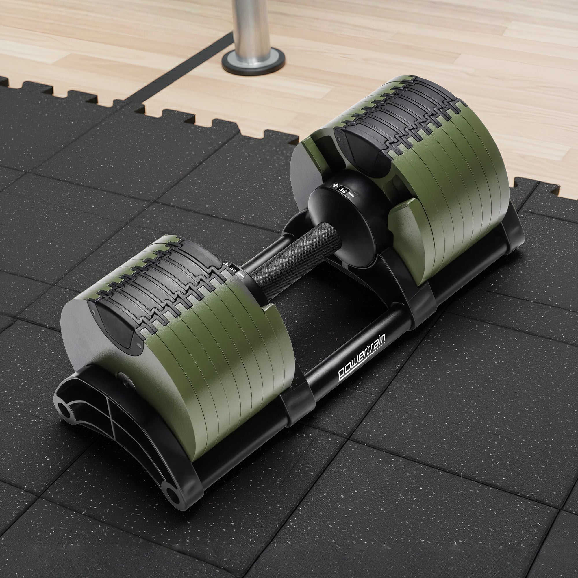 36KG Adjustable Dumbbell Set Dial Up Green | Simpledeals