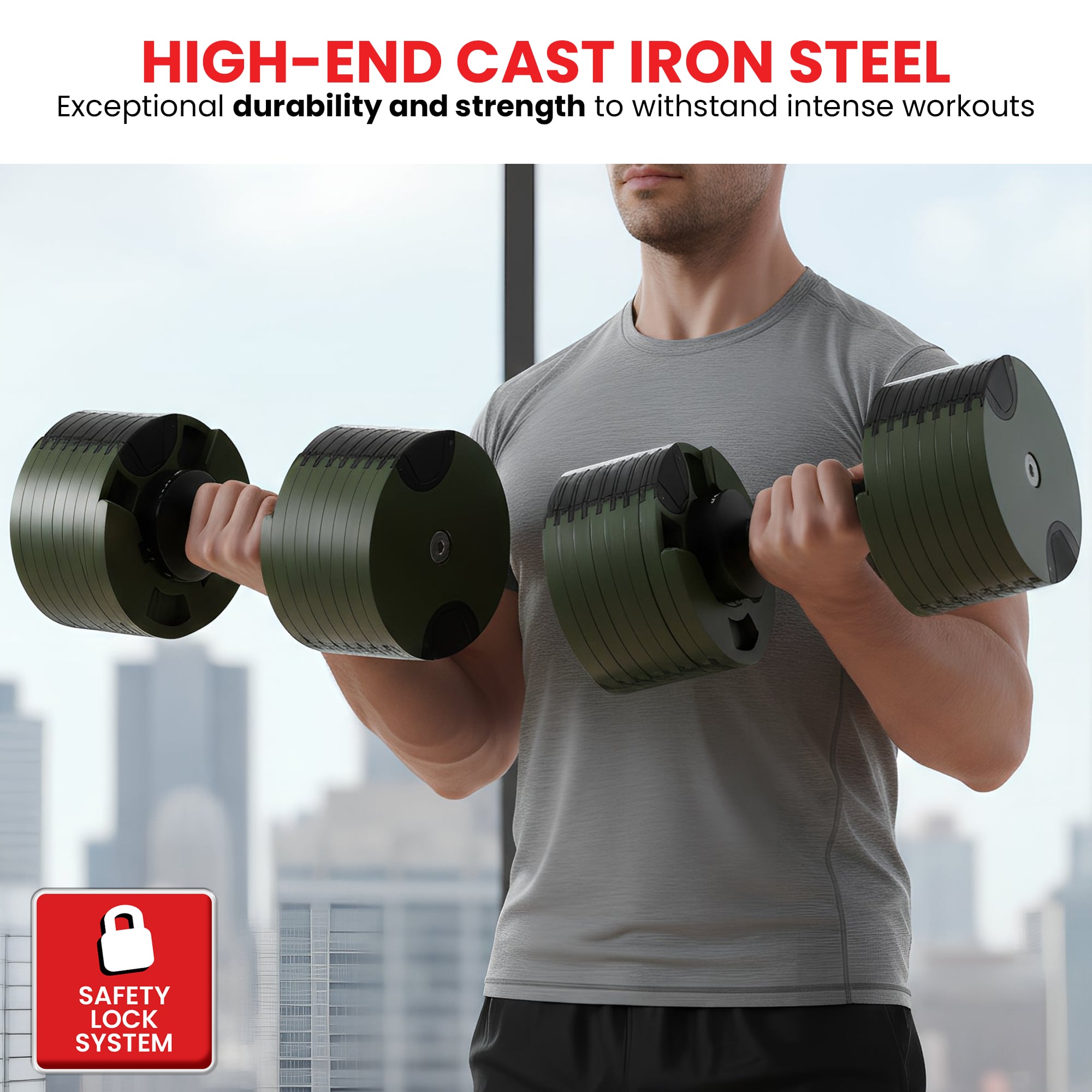 Adjustable Dumbbells 72kg Compact 48.5x18x18cm