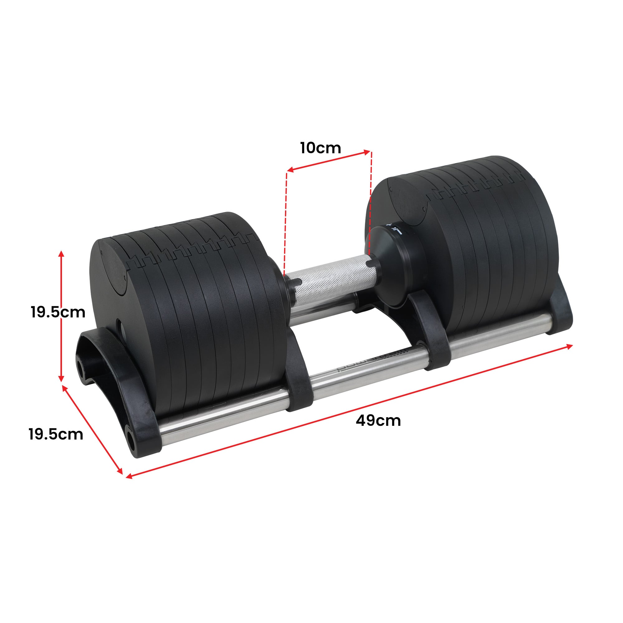 Adjustable Dumbbells 90kg 19.5x19.5x49cm