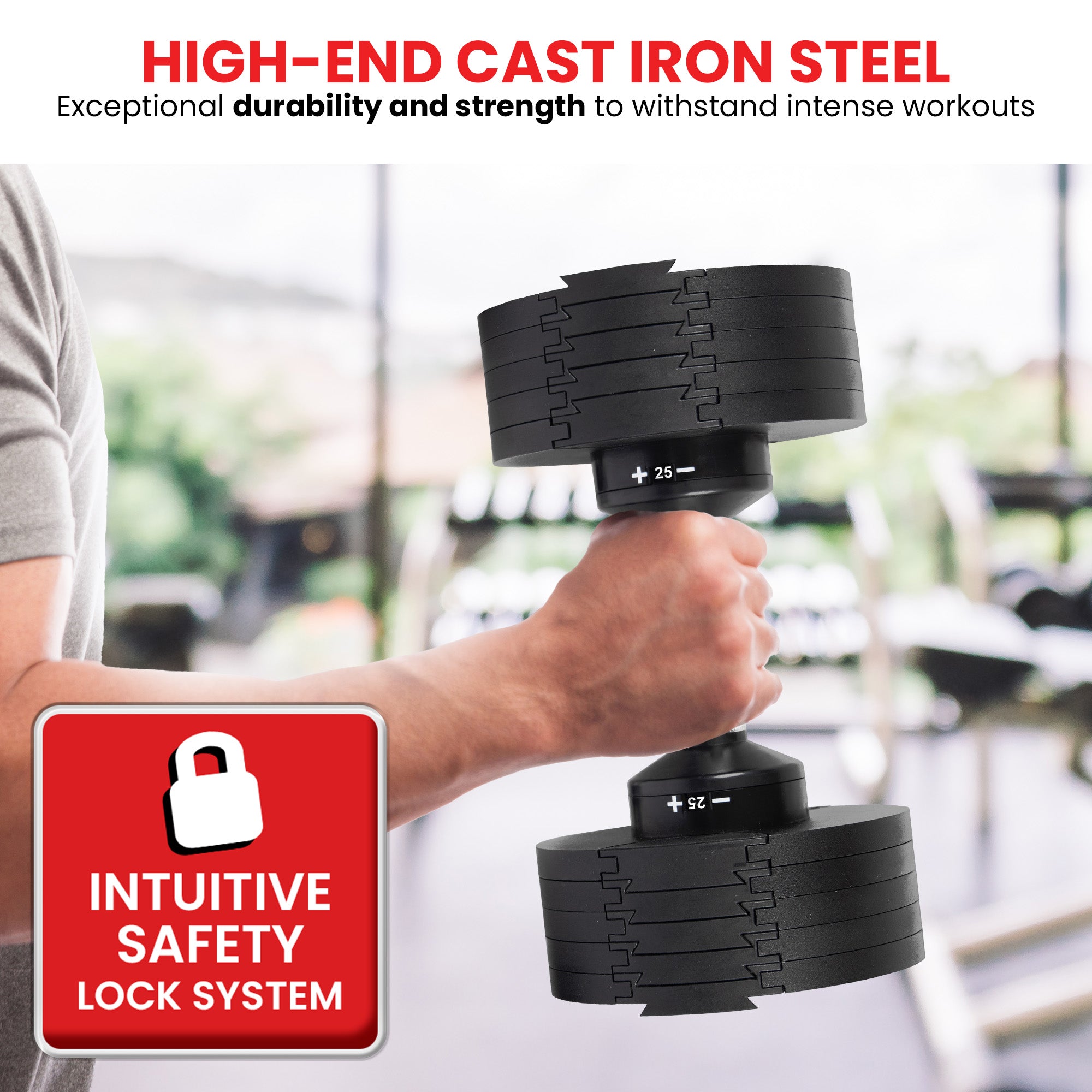 Adjustable Dumbbells 90kg 19.5x19.5x49cm