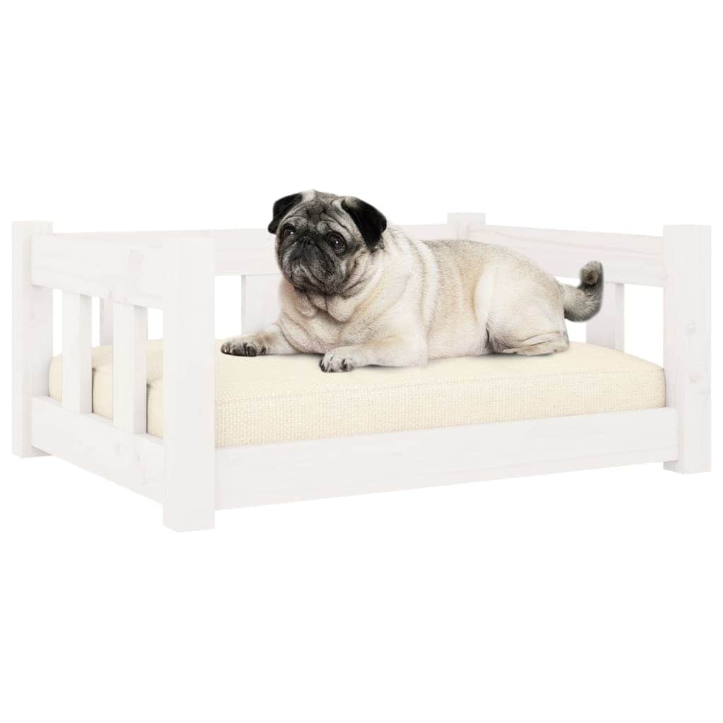 Dog Bed White Solid Wood Pine