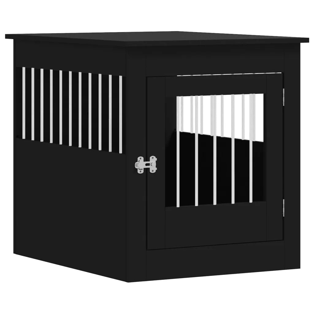 Dog Crate Furniture Black/White Engineered Wood