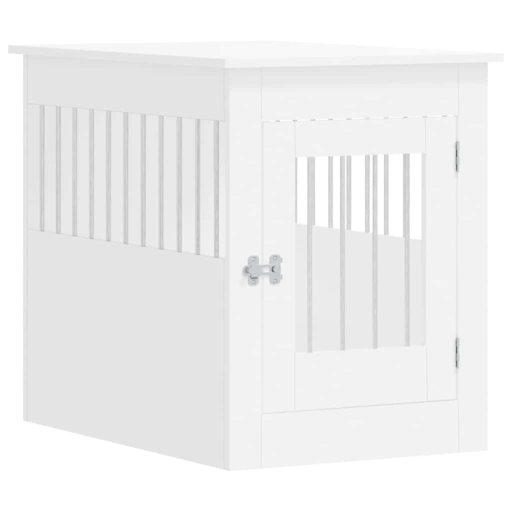 Dog Crate Furniture Engineered Wood Black/White