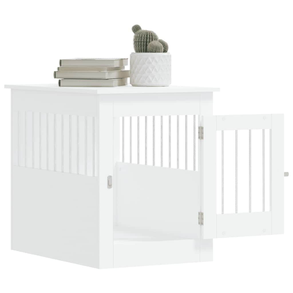 Dog Crate Furniture Engineered Wood Black/White