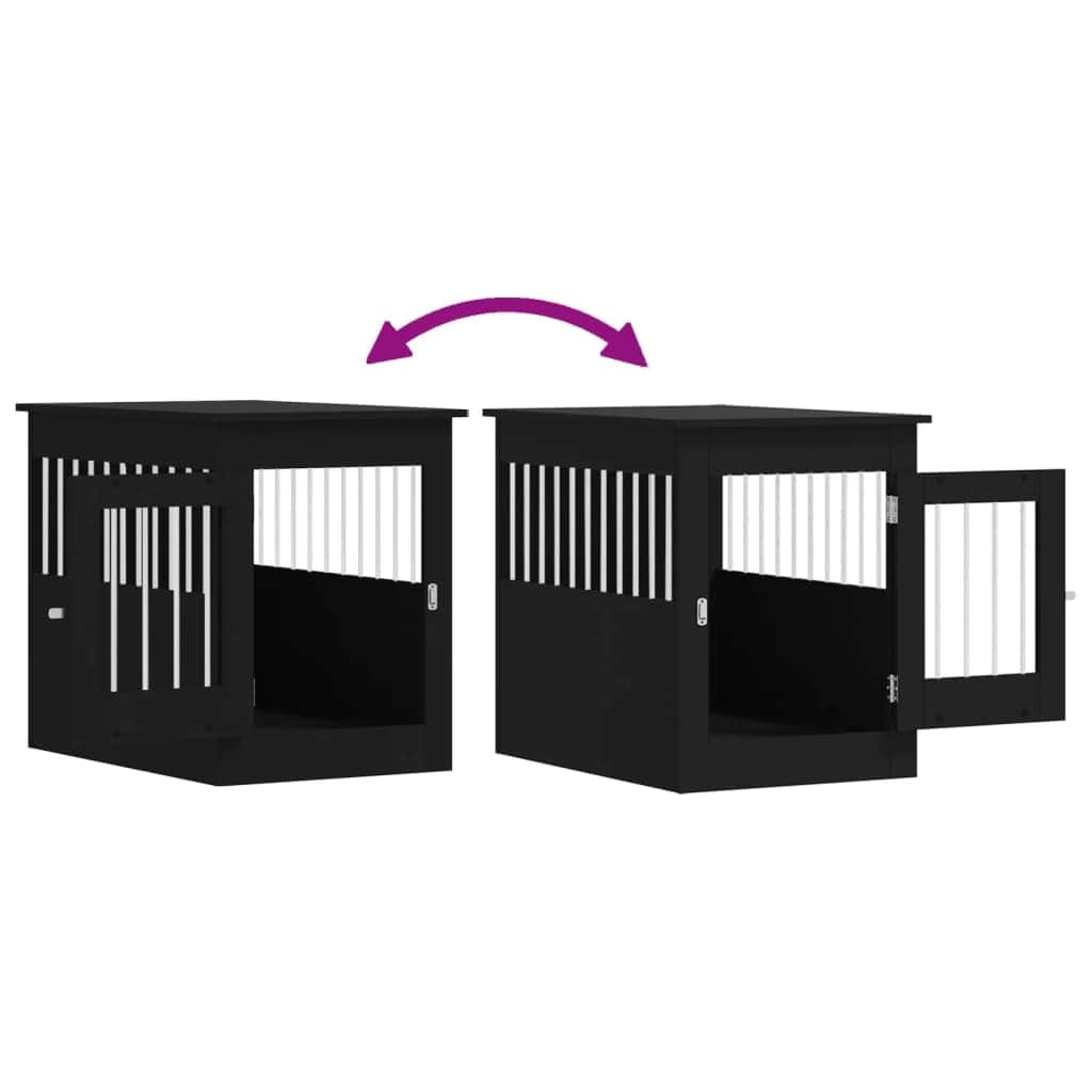 Dog Crate Furniture Engineered Wood Black/White