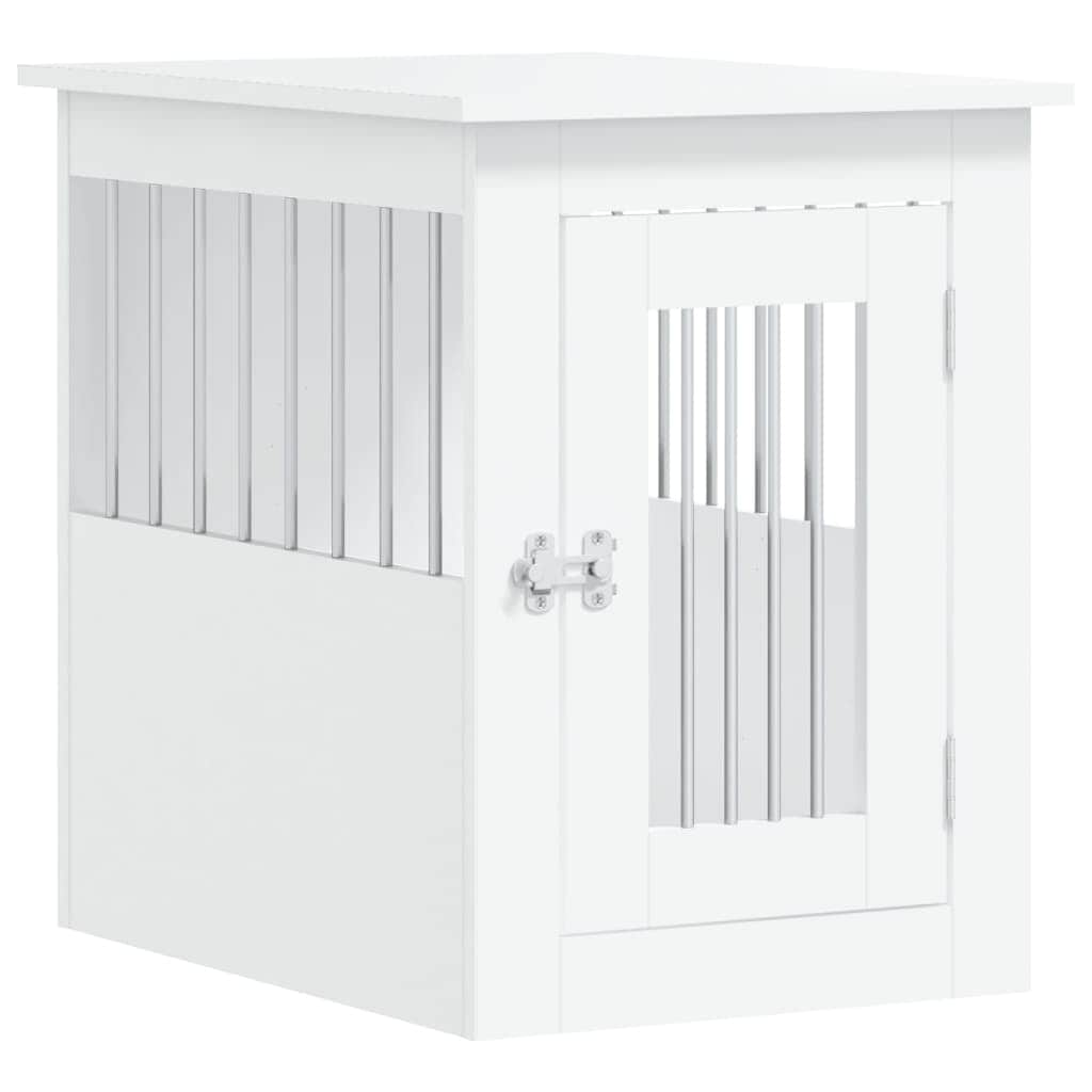 Dog Crate White/Black Engineered Wood