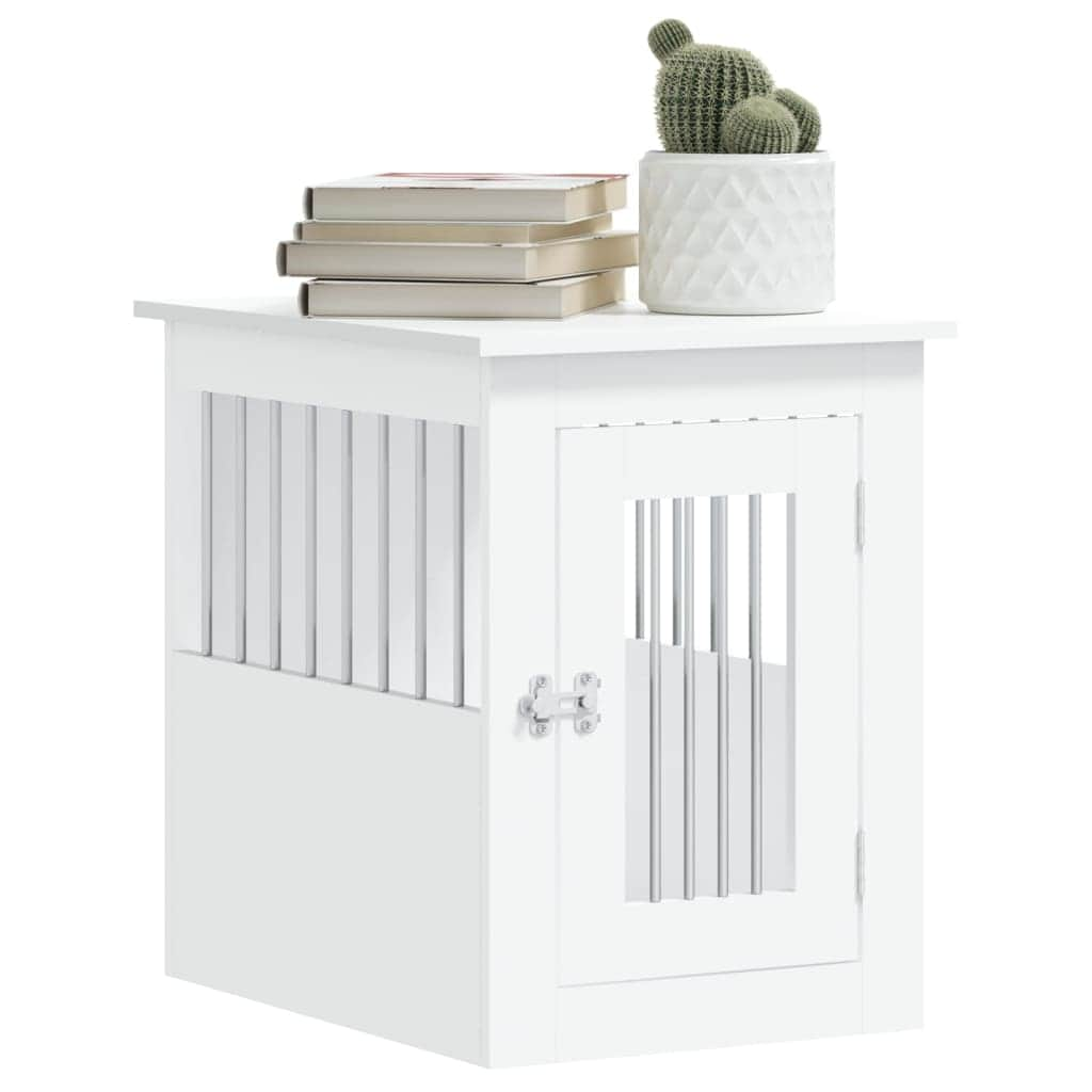 Dog Crate White/Black Engineered Wood