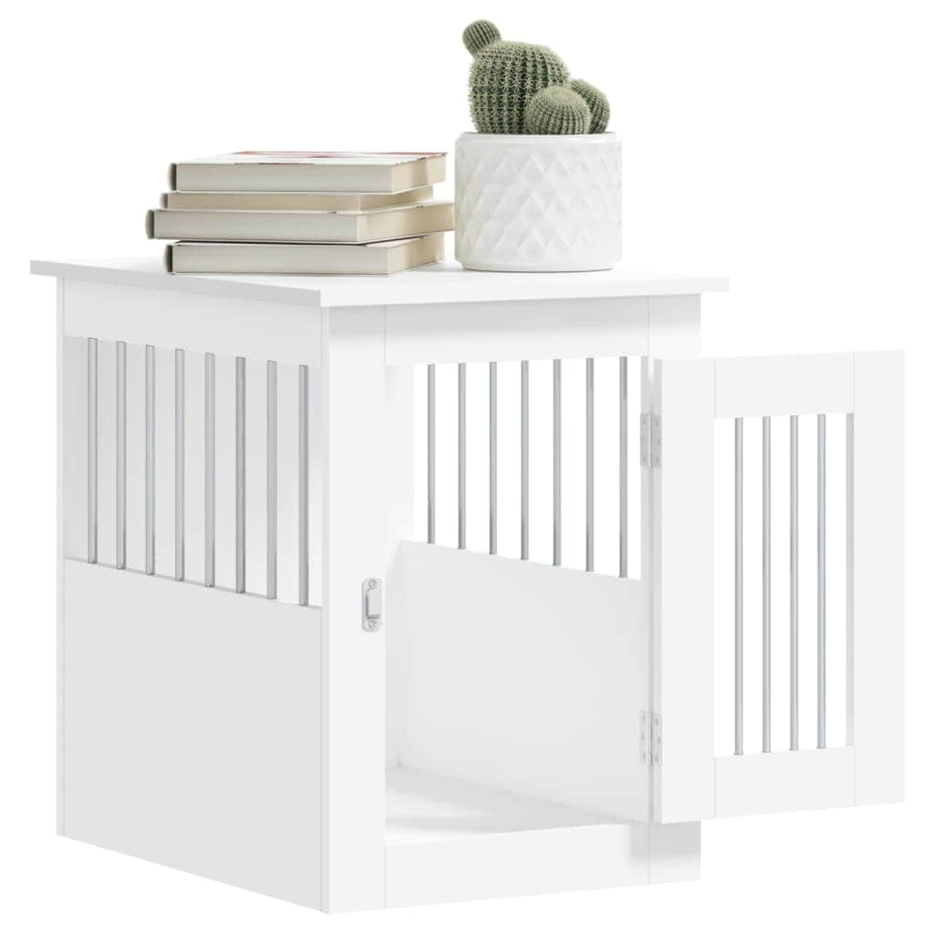 Dog Crate White/Black Engineered Wood