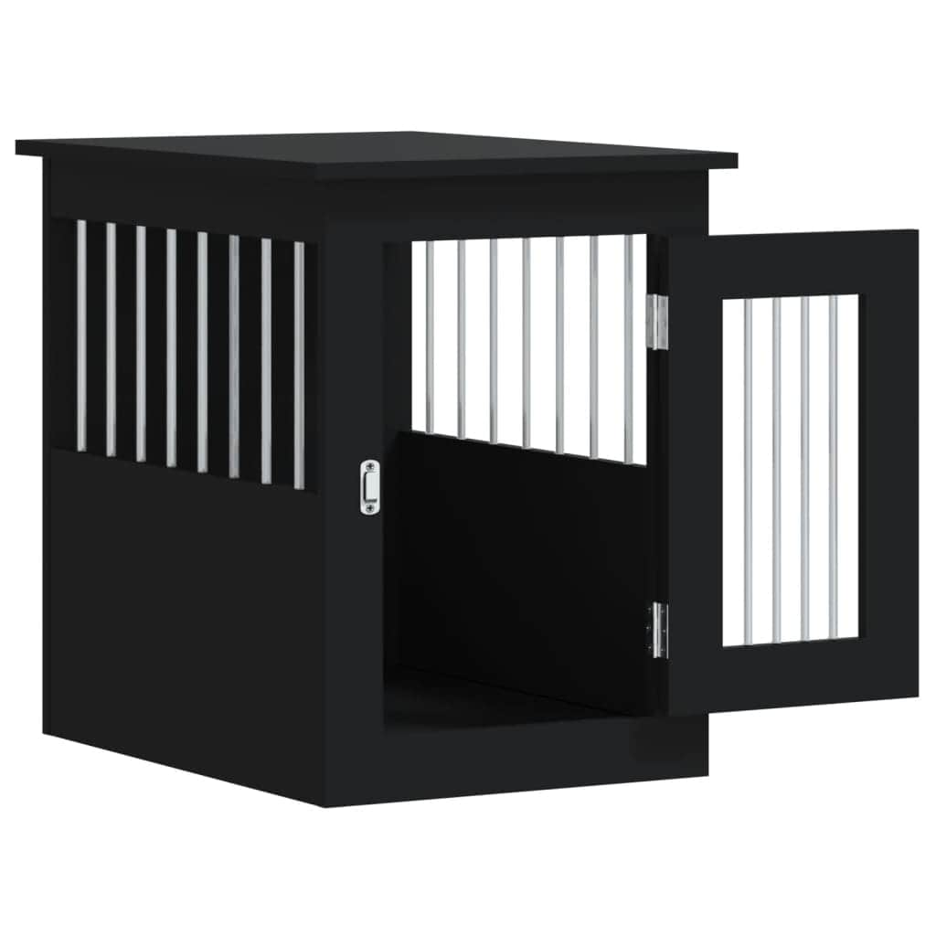 Dog Crate White/Black Engineered Wood