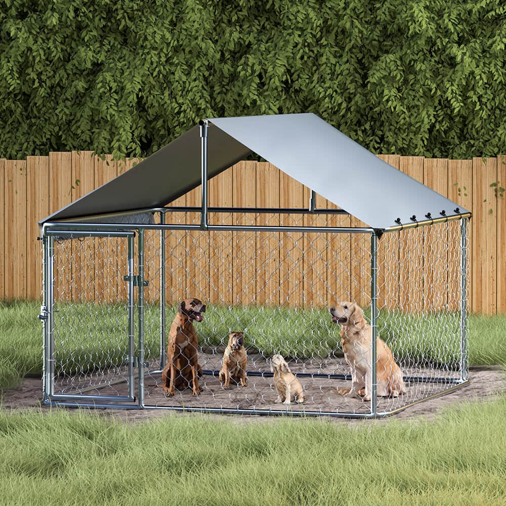 Dog Kennel Large House Pet Run Cage Puppy Outdoor Enclosure With Roof