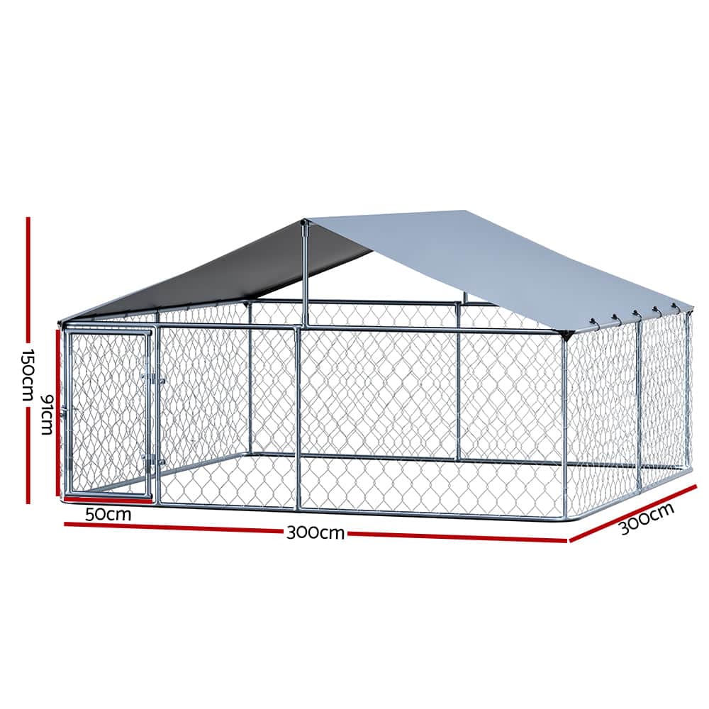 Dog Kennel Large House Pet Run Cage Puppy Outdoor Enclosure With Roof
