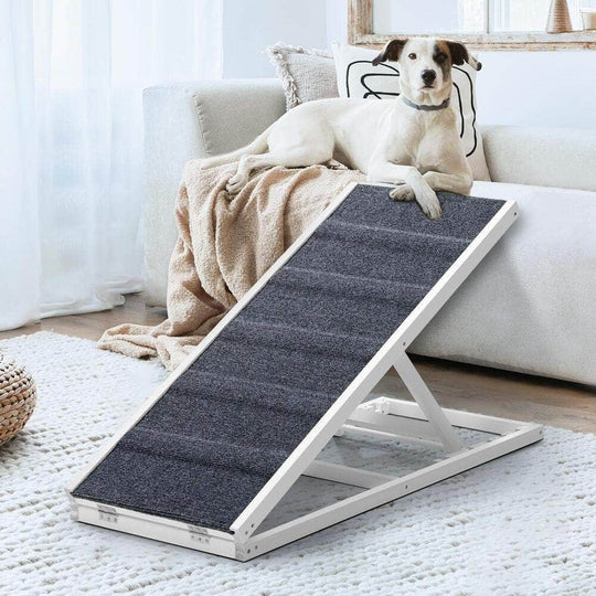 Pet Product - Dog Pet Ramp Adjustable Height Stairs Bed Sofa Car Foldable White