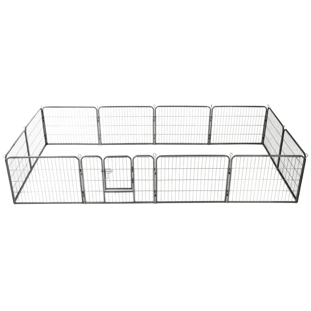 Dog Playpen 12 Panels Steel Black