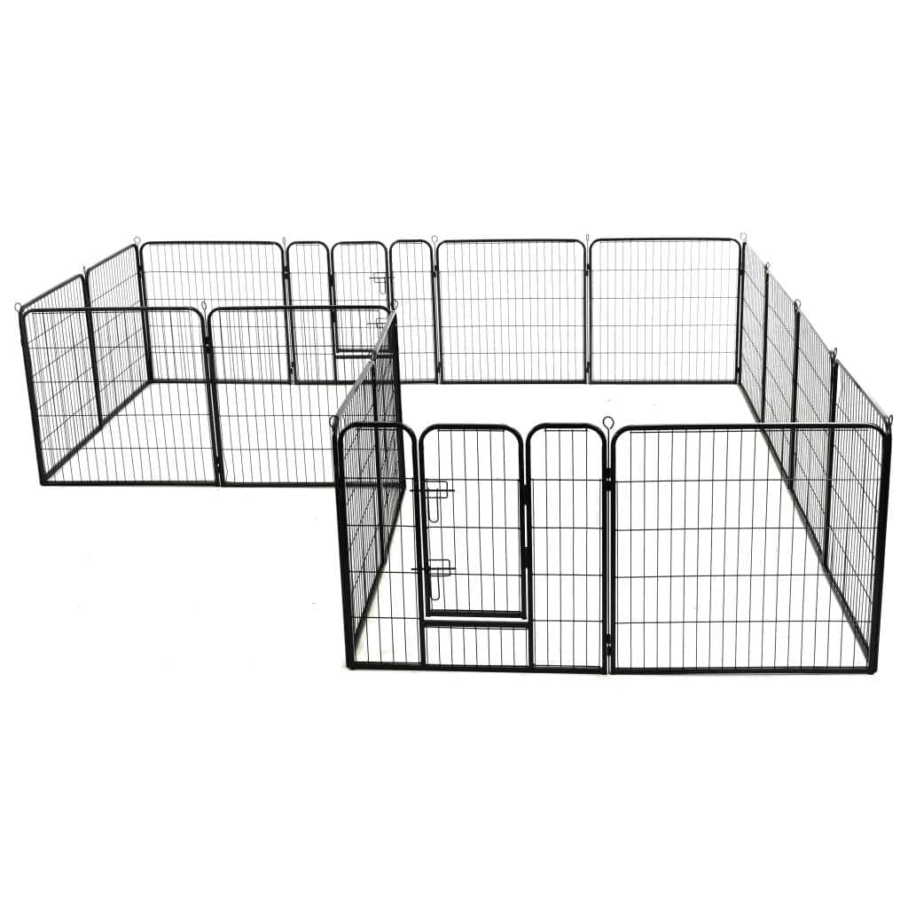 Dog Playpen 16 Panels Steel -Black