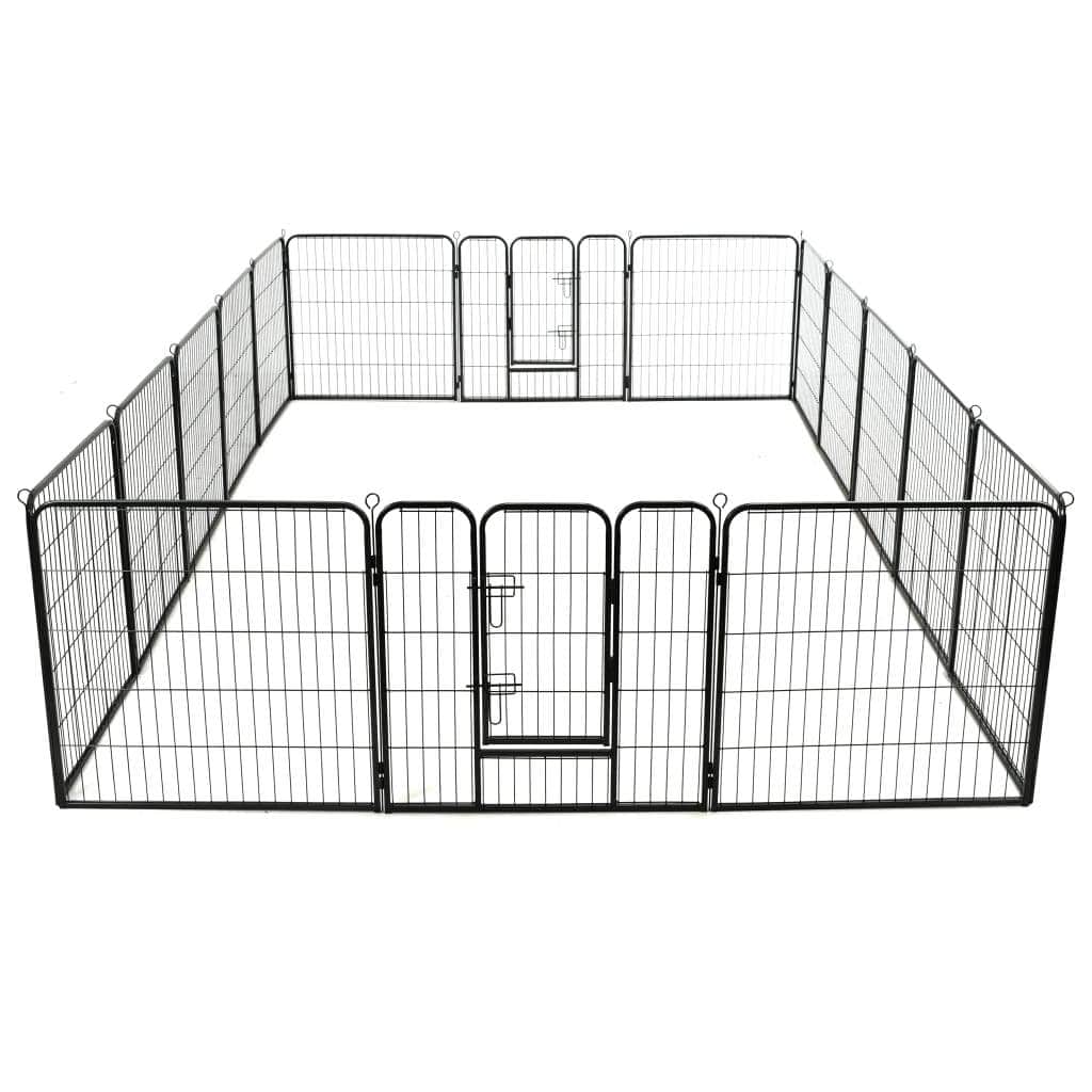 Dog Playpen 16 Panels Steel -Black