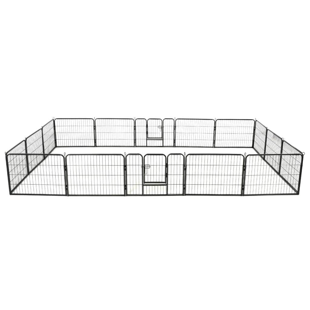 Dog Playpen 16 Panels Steel Black