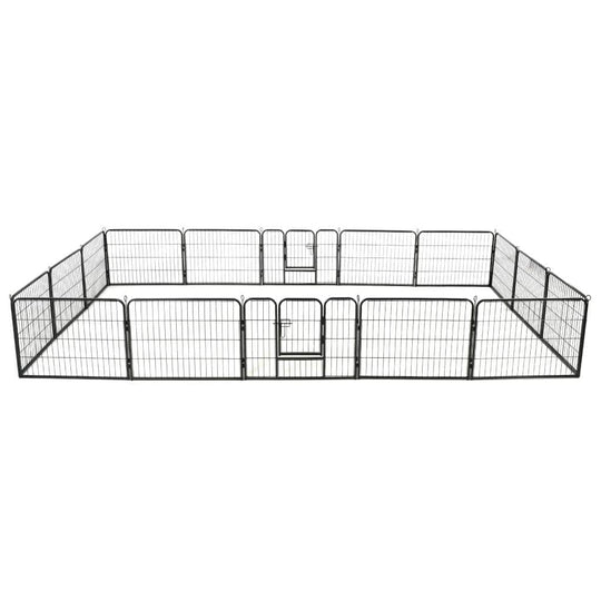 Dog Playpen 16 Panels Steel Black