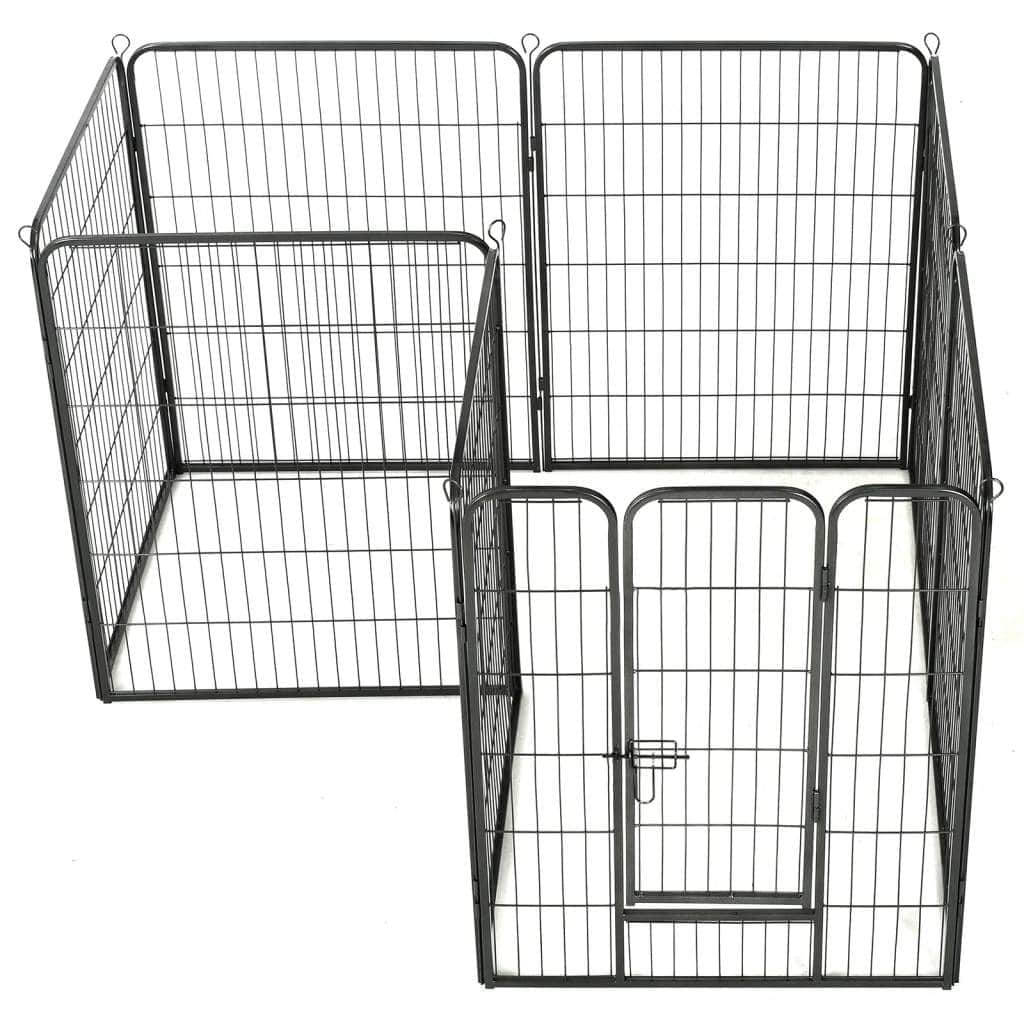 Dog Playpen 8 Panels Steel Black L