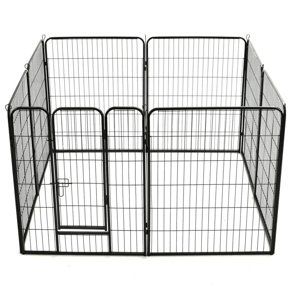 Dog Playpen 8 Panels Steel Black L