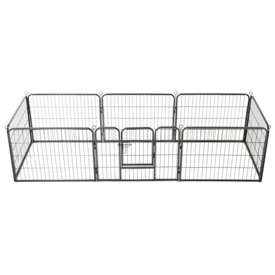Dog Playpen 8 Panels Steel Black M
