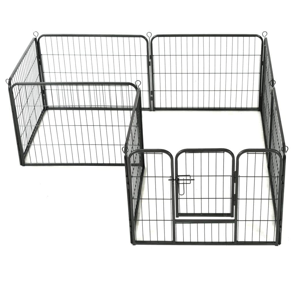 Dog Playpen 8 Panels Steel Black M