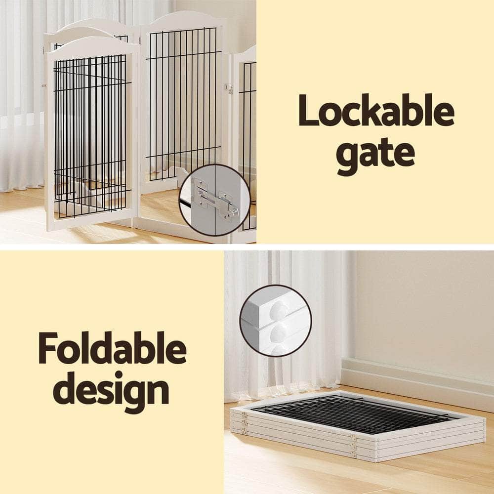 Dog Playpen Enclosure 6 Panel Pet Fence Wooden Play Pen