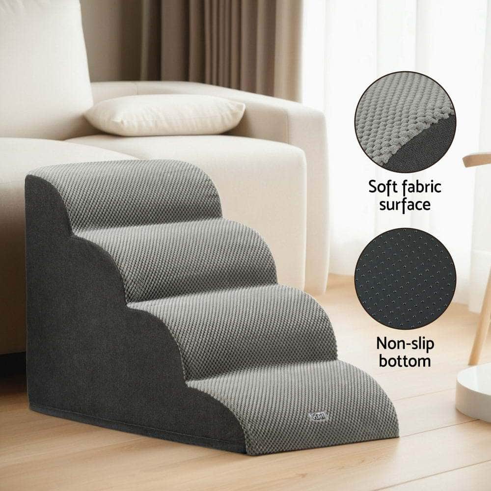 Dog Ramp Steps Foam 3/4 Tier Pet Stairs For Bed Sofa Car Portable Indoor