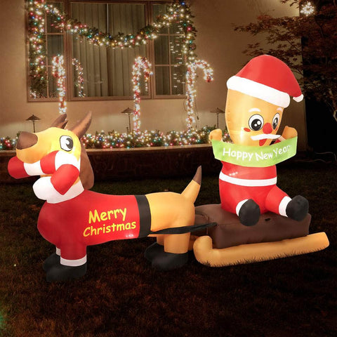 Dog Sleigh Delight: 2.1M Christmas Inflatable with LED Lights