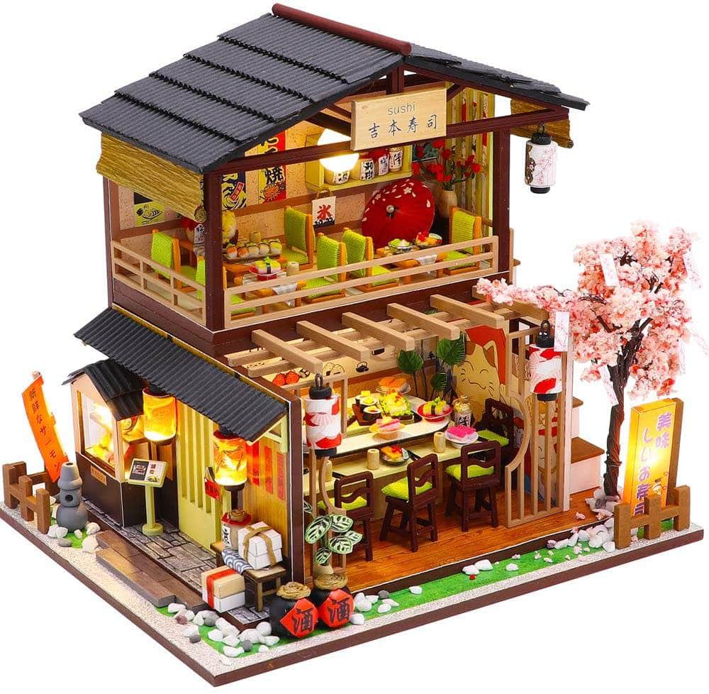 Dollhouse Miniature Kit With Furniture, Dust Proof, And Music - Asia (1:24 Scale)