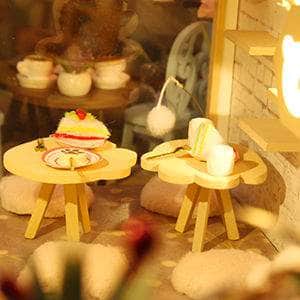 Dollhouse Miniature With Furniture Kit, Dust Proof, Music - Cat Coffee