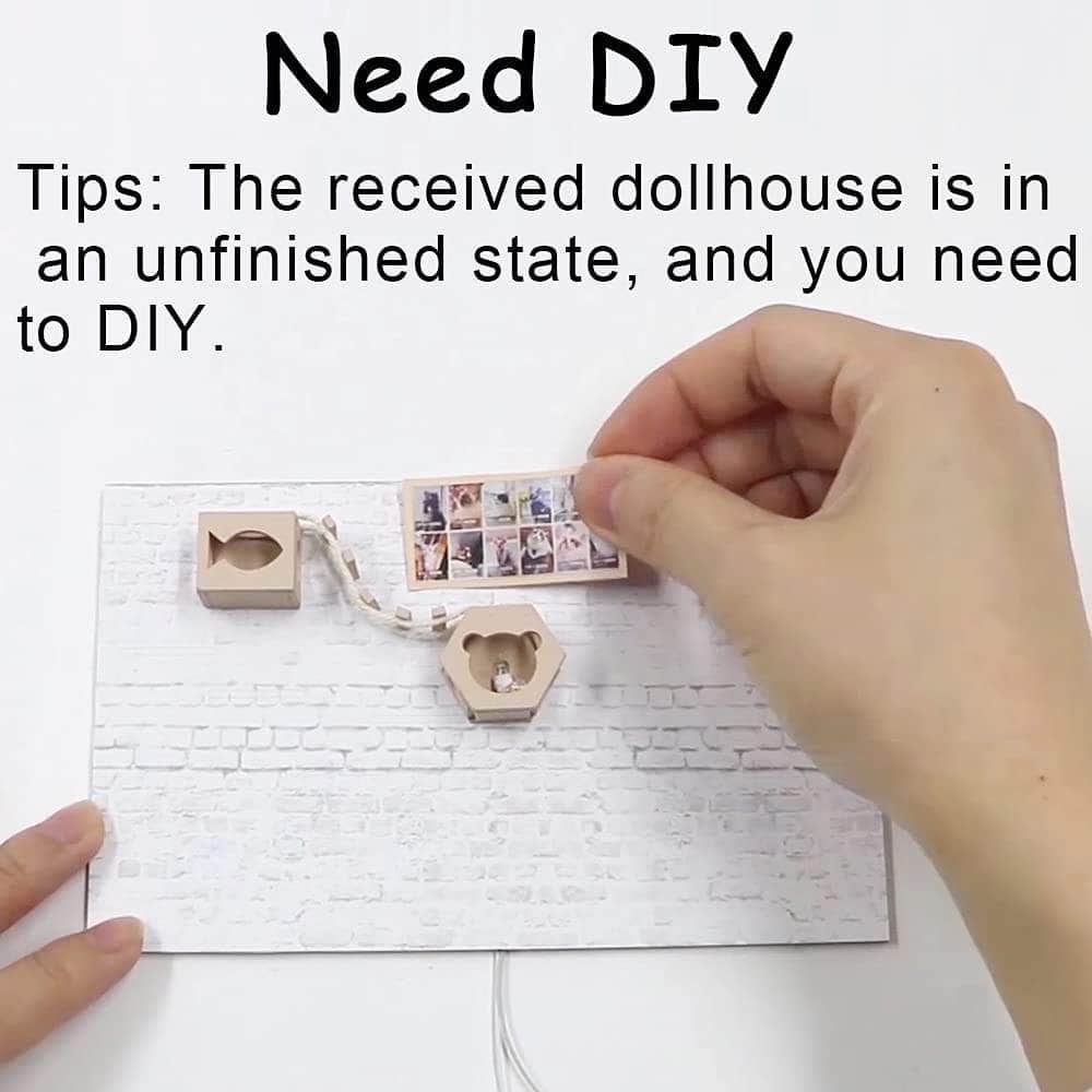 Dollhouse Miniature With Furniture Kit, Dust Proof, Music - Cat Coffee