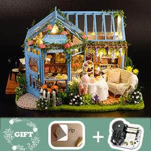Dollhouse Miniature With Furniture Kit, Dust Proof, Music - Rosa Garden Tea