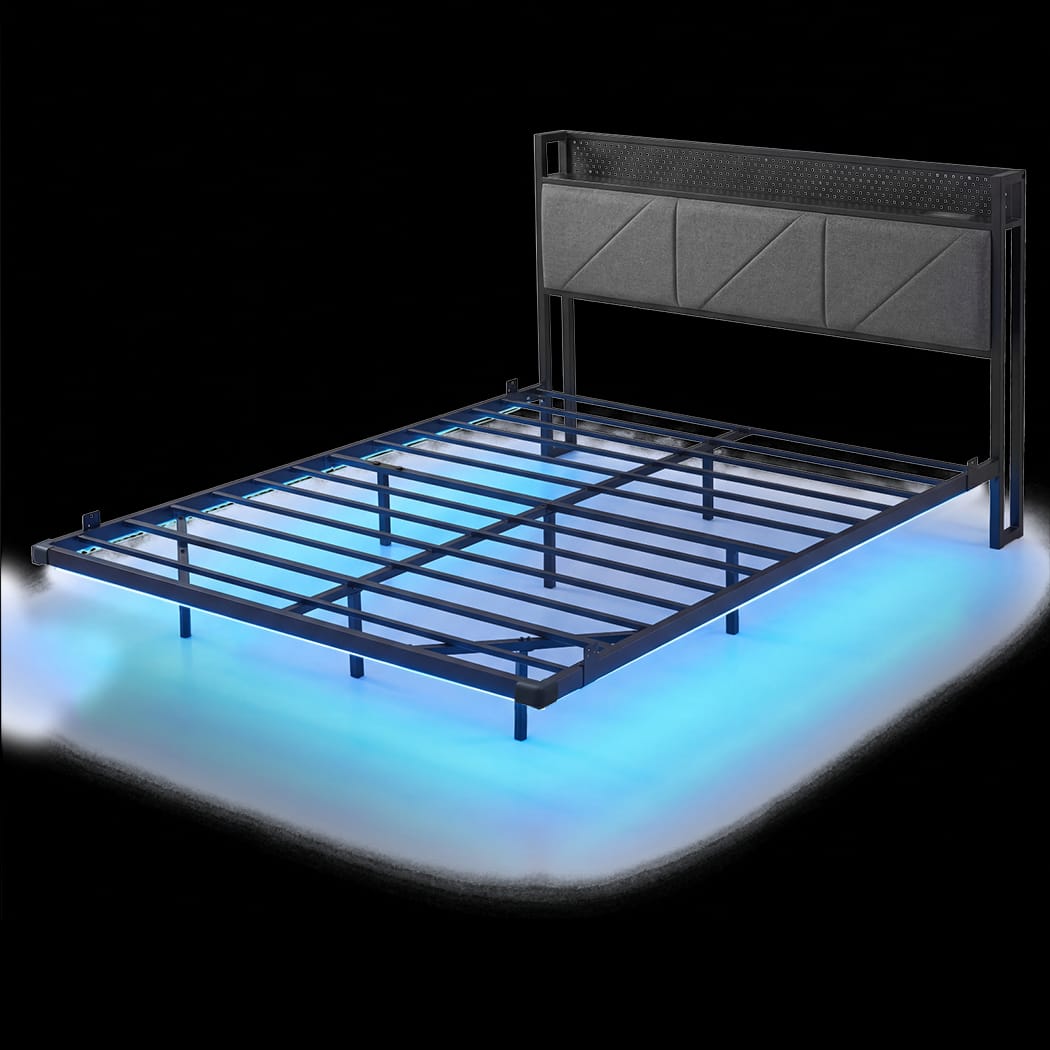 Furniture - Double Bed Frame LED USB Headboard Storage - photo 11