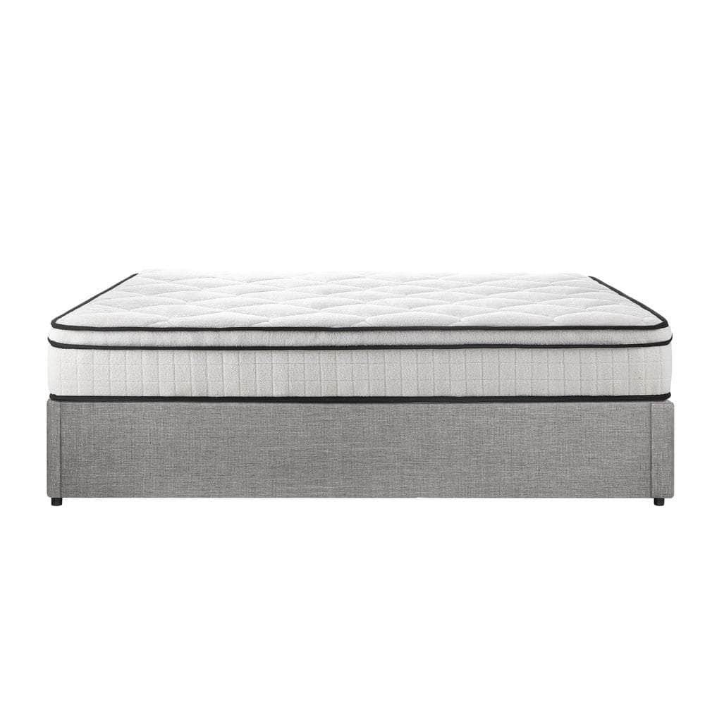 Double Bed Frame Storage Platform with 22cm Mattress Grey Upholstered