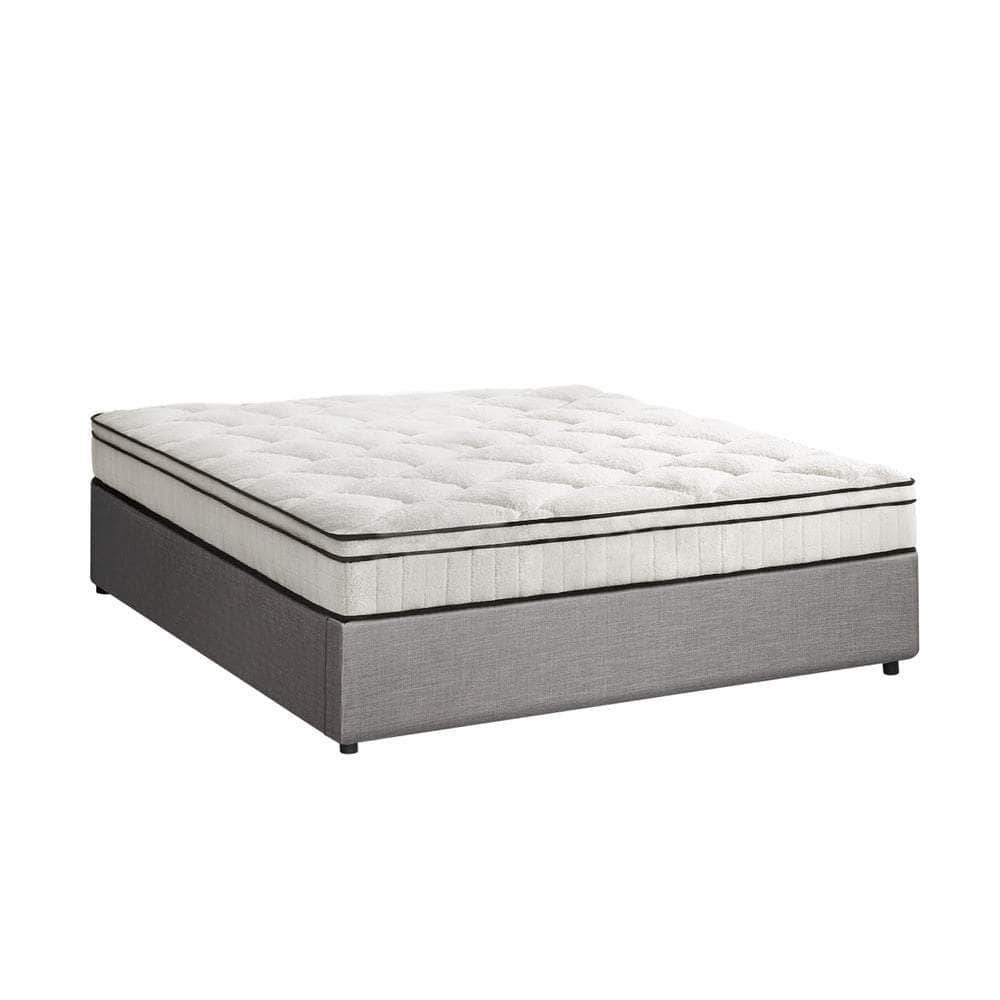 Double Bed Frame Storage Platform with 22cm Mattress Grey Upholstered