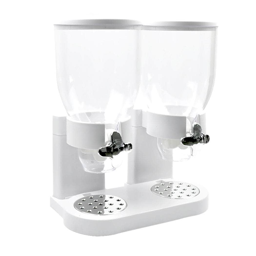 Double Cereal Dispenser Dry Food White