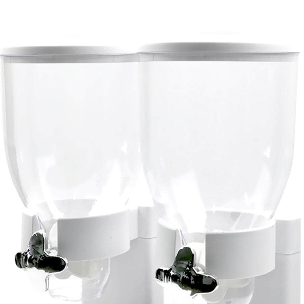 Double Cereal Dispenser Dry Food White