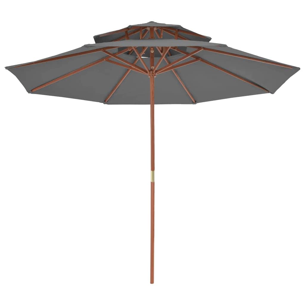 Double Decker Parasol with Wooden Pole 270 cm Anthracite
