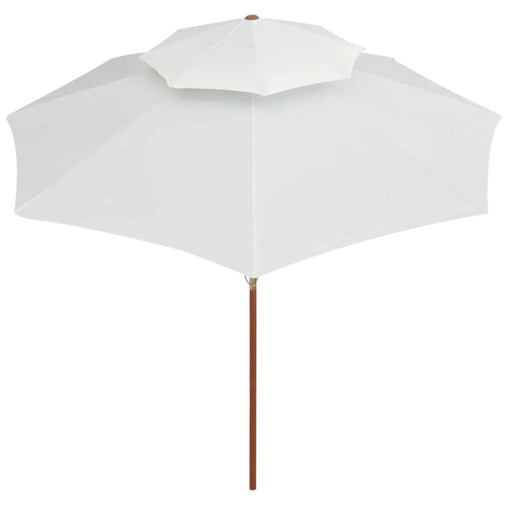 Double Decker Parasol  Wooden Pole Cream White