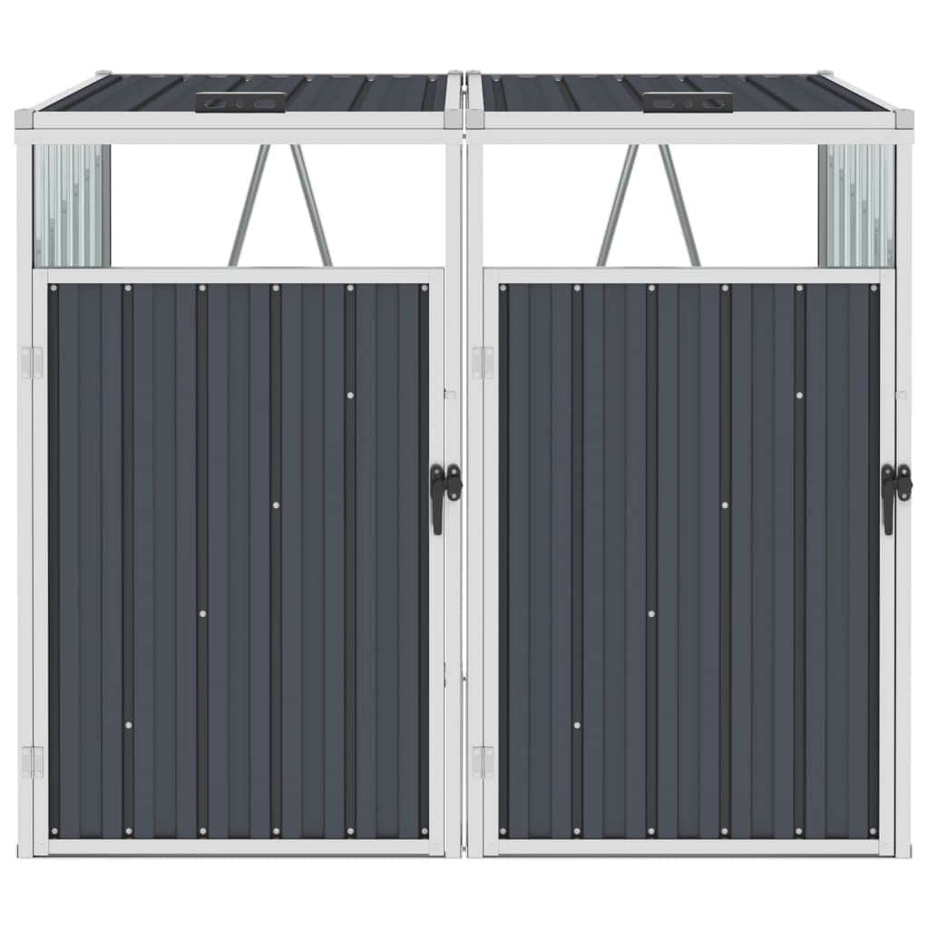 Double Garbage Bin Shed Anthracite Steel