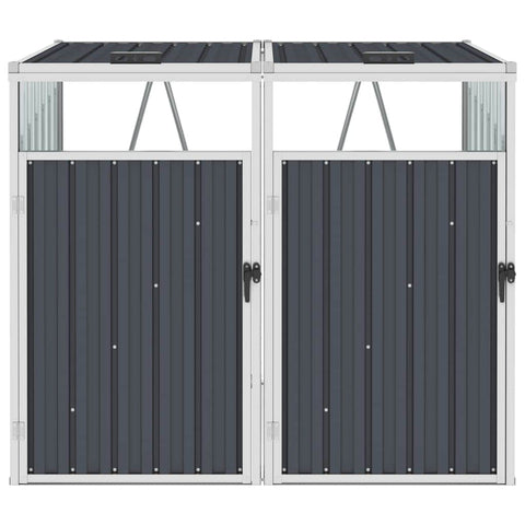 Double Garbage Bin Shed Anthracite Steel