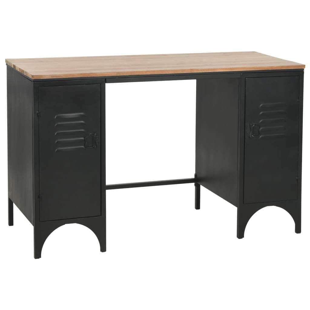 Double Pedestal Desk Solid Firwood and Steel
