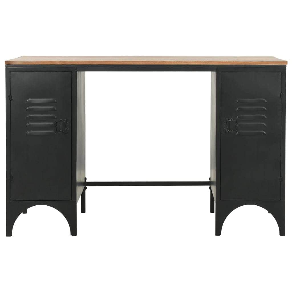 Double Pedestal Desk Solid Firwood and Steel
