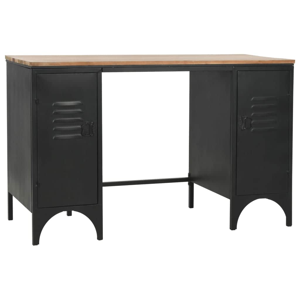 Double Pedestal Desk Solid Firwood and Steel