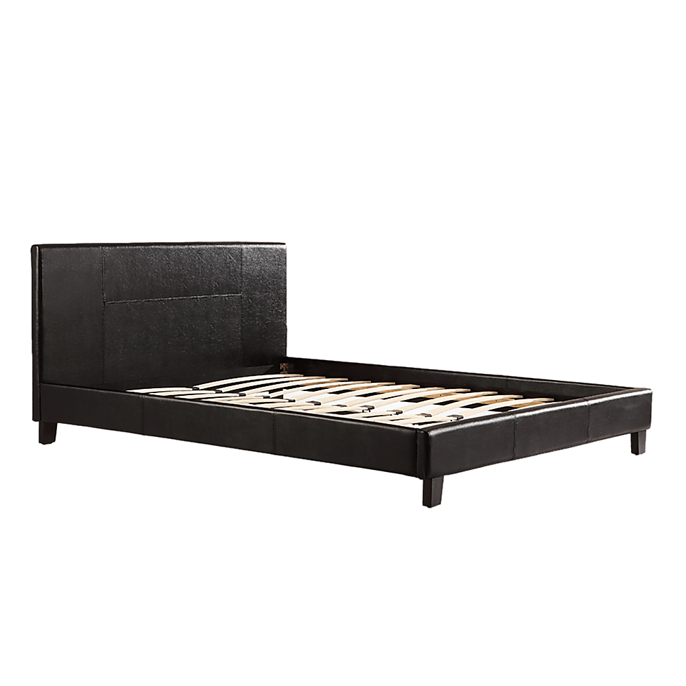 Double Pu Leather Bed Frame Black