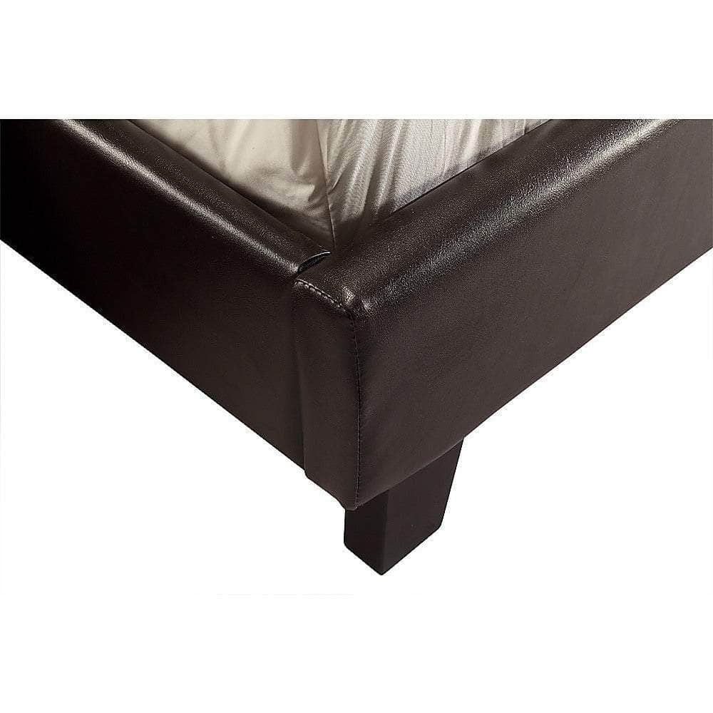 Double Pu Leather Bed Frame Brown