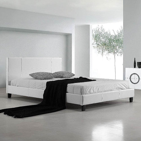 Double PU Leather Bed Frame White