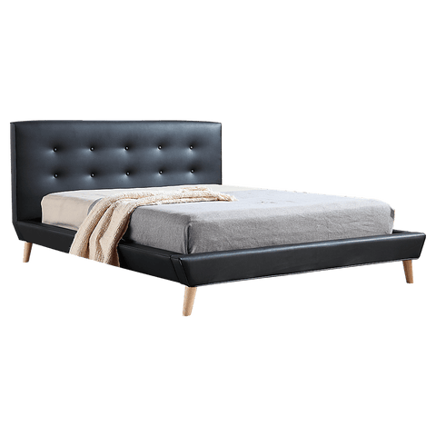 Double Pu Leather Deluxe Bed Frame Black