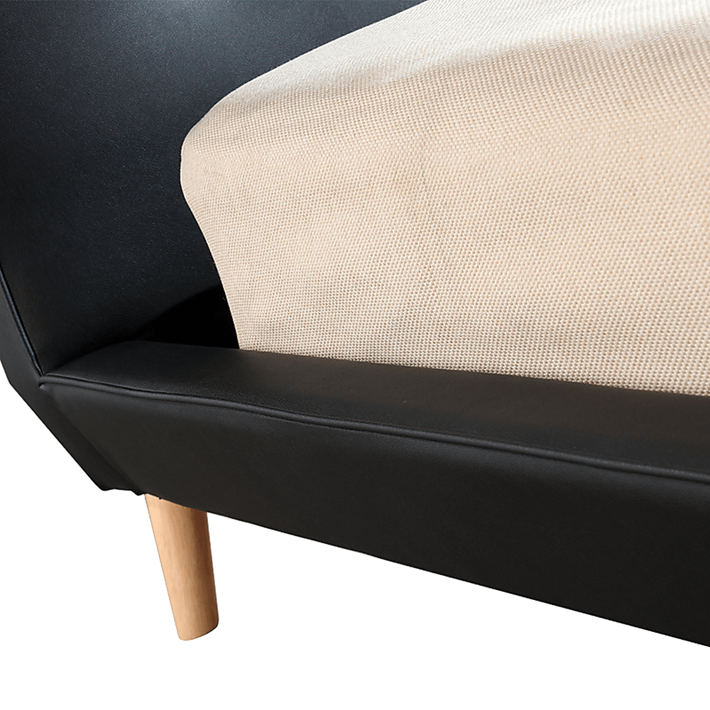 Double PU Leather Deluxe Bed Frame Black