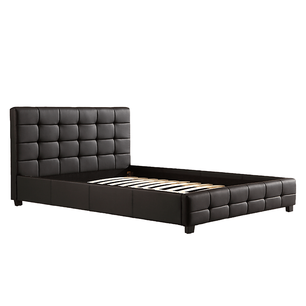 Double PU Leather Deluxe Bed Frame Black